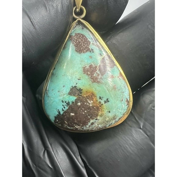 4 Natural Persian Turquoise Pendants Metal Stainless Steel Hook Bulk Lot - Picture 4 of 7